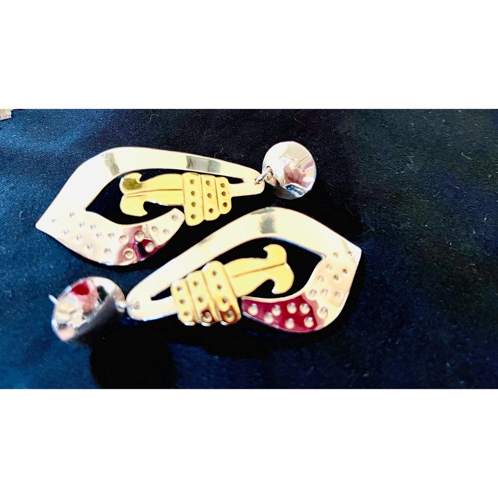 Vintage Taxco TM-96 925 silver Modernist Dangle Earrings boho southwestern